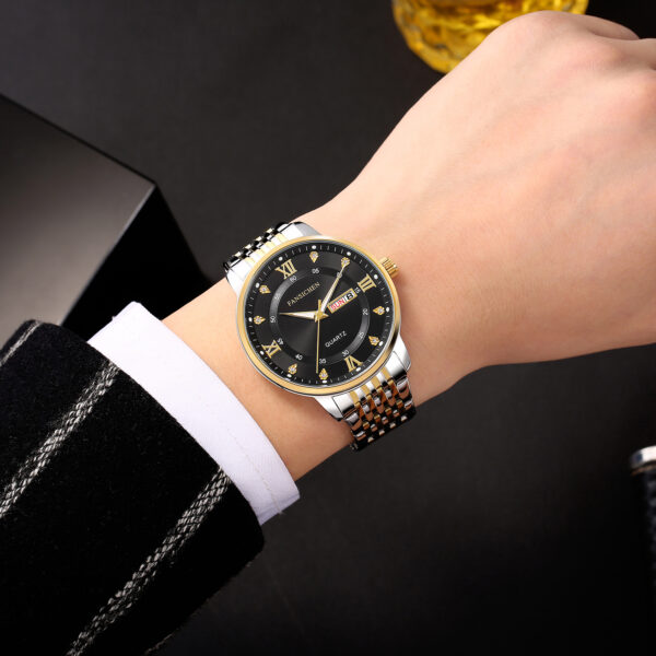 Steel Strap Gold Black Face watch