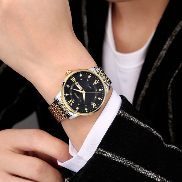 Steel Strap Gold Black Face watch