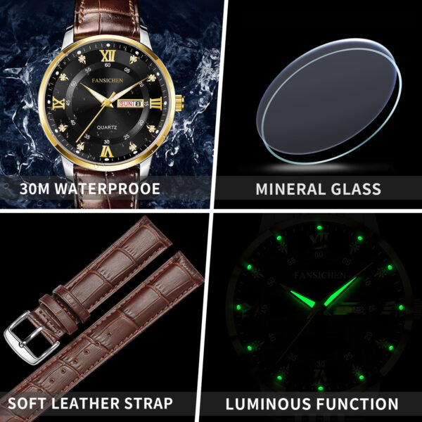 Leather Strap Waterproof Sport Quartz