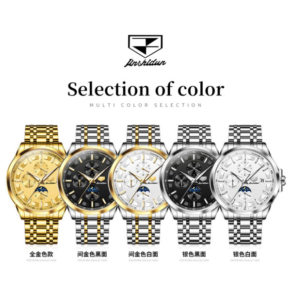 OEM Top luxury moon phase Waterproof Luminous Date Sport Stainless Steel Automatic mechanical watch - Image 7