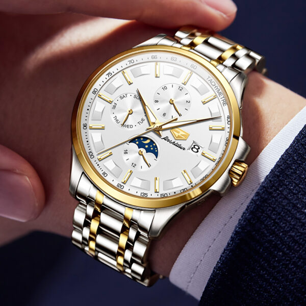 OEM Top luxury moon phase Waterproof Luminous Date Sport Stainless Steel Automatic mechanical watch - Image 8