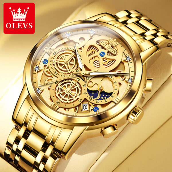 Fast Shipping oem custom logo Luminous Hollow Sport Fashion skeleton stainless steel quartz watch for man - Image 6