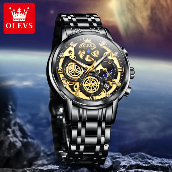 Fast Shipping oem custom logo Luminous Hollow Sport Fashion skeleton stainless steel quartz watch for man - Image 9