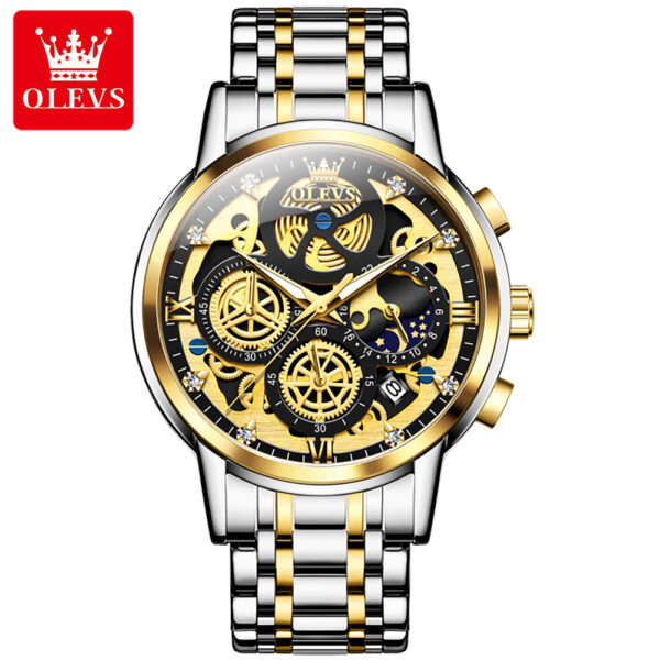Fast Shipping oem custom logo Luminous Hollow Sport Fashion skeleton stainless steel quartz watch for man - Image 4