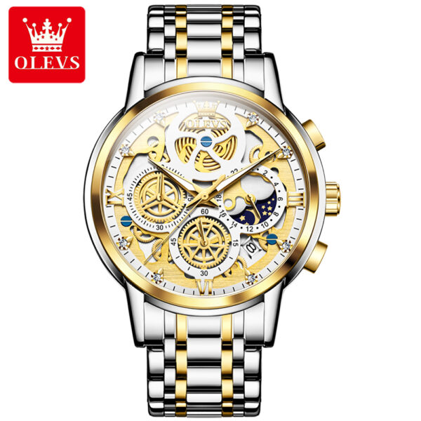 Fast Shipping oem custom logo Luminous Hollow Sport Fashion skeleton stainless steel quartz watch for man - Image 5