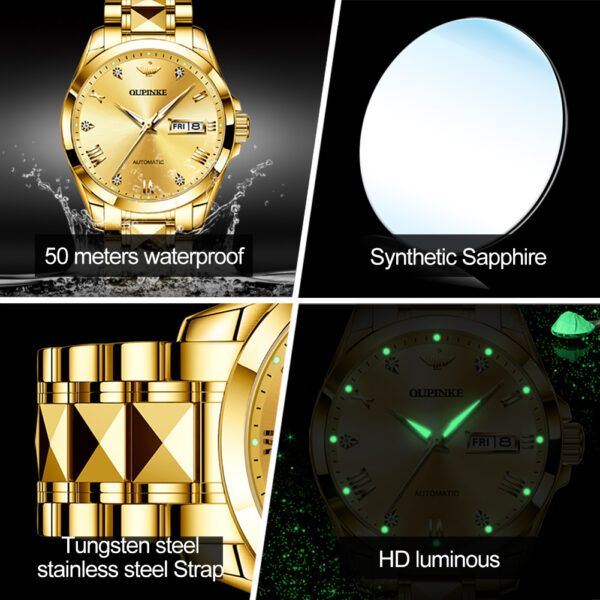 Automatic Winding Mechanical Bracelet Sapphire Luminous Waterproof Japanese digital Movement Mens wrist Watch - Image 12