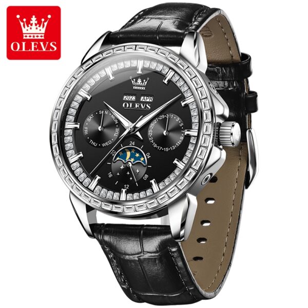 multifunctional design luminous waterproof fashion leather luxury automatic mechanical watch for man - Image 5