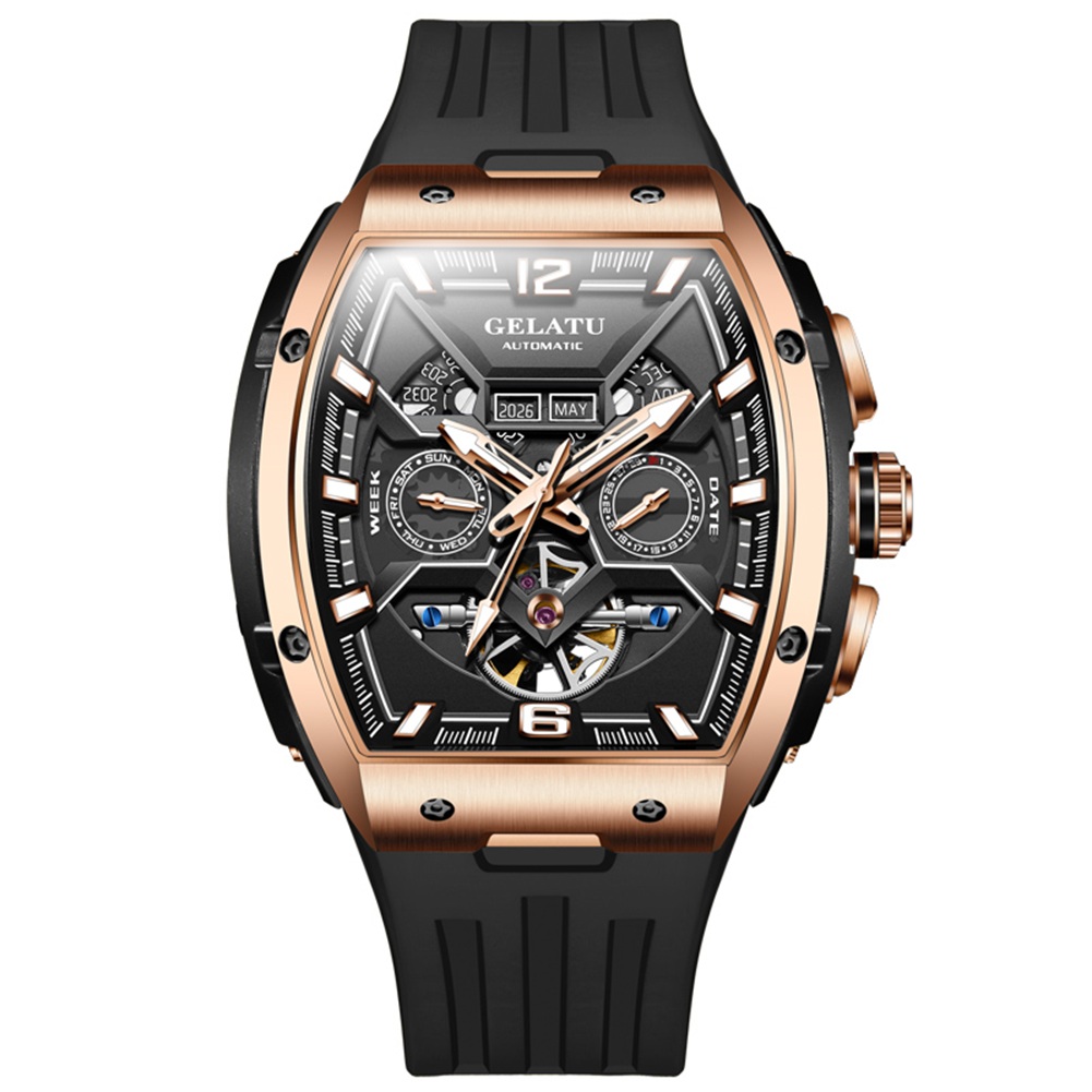 OEM Waterproof Double Mechanical Tourbillon Watch For Men