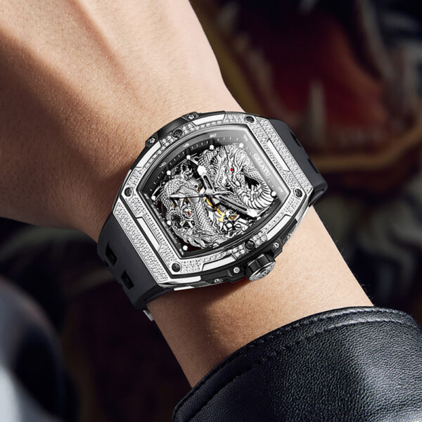 OEM Hollow skeleton dragon tourbillon Rubber strap Automatic mechanical watch - Image 8