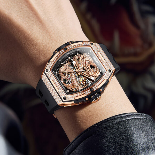 OEM Hollow skeleton dragon tourbillon Rubber strap Automatic mechanical watch - Image 9