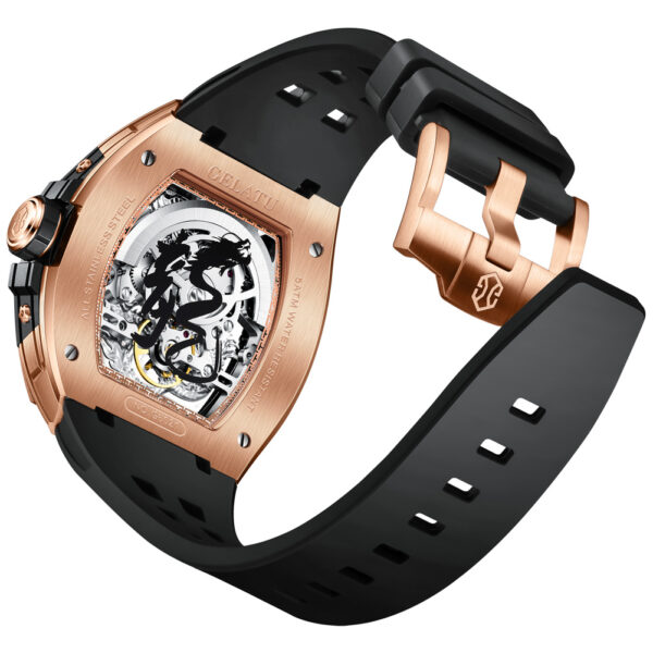 OEM Hollow skeleton dragon tourbillon Rubber strap Automatic mechanical watch - Image 5