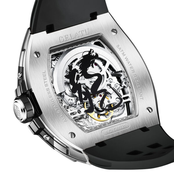 OEM Hollow skeleton dragon tourbillon Rubber strap Automatic mechanical watch - Image 3