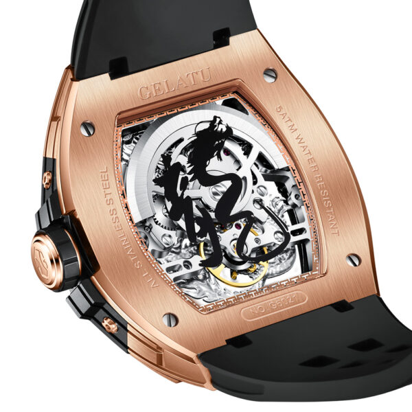 OEM Hollow skeleton dragon tourbillon Rubber strap Automatic mechanical watch - Image 4