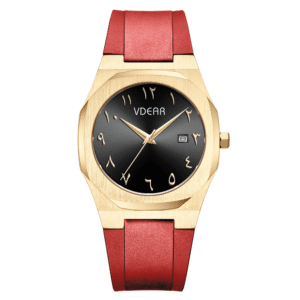 Iss Customized Arabic Literal Quartz Watches Gold Case Luxury Black Classic Dial Watch