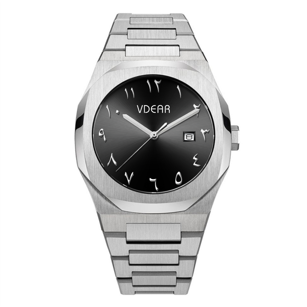 Iss Customized Arabic Literal Quartz Watches Gold Case Luxury Black Classic Dial Watch - Image 7