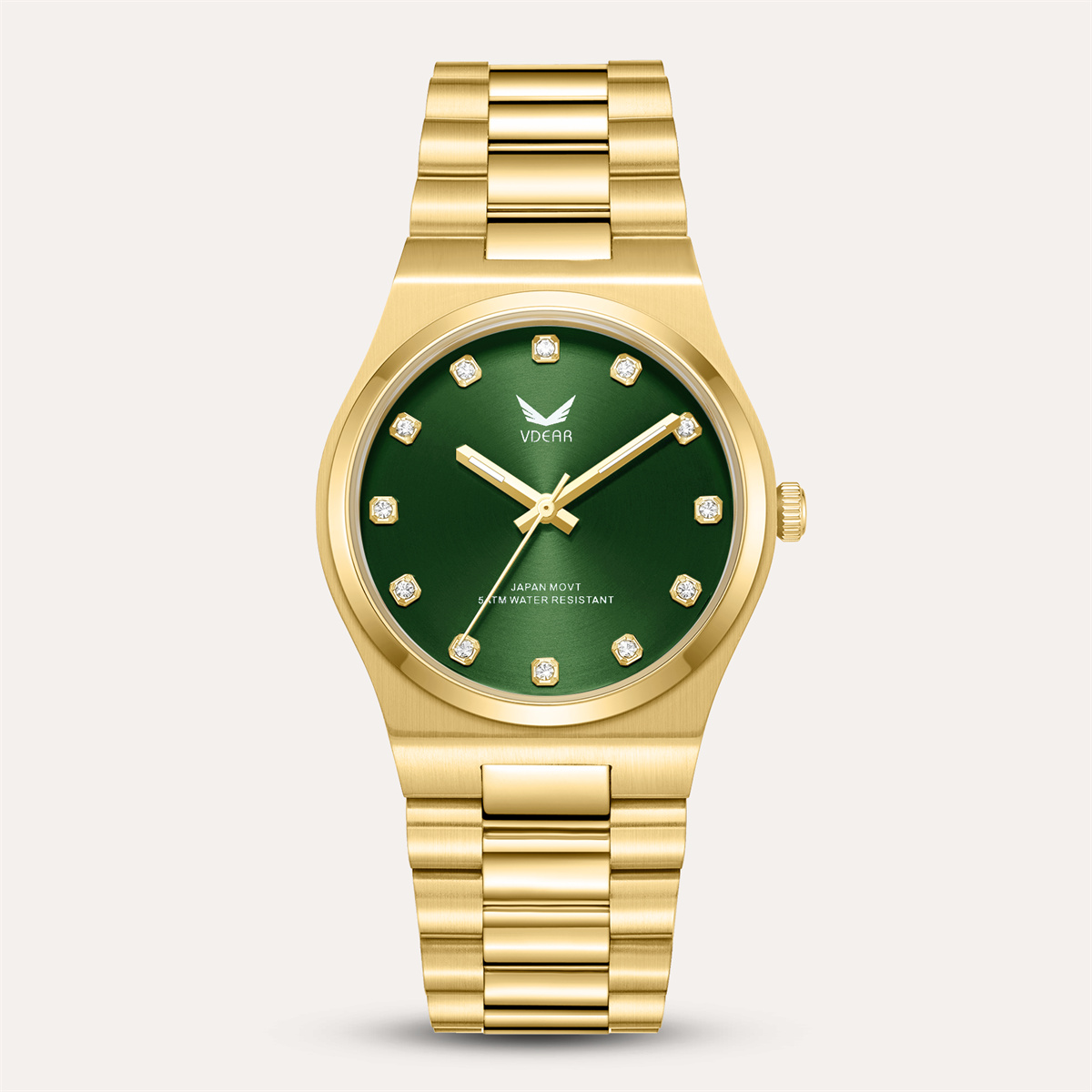 Iss Elegant Small Round Case Crystals Scale Women Quartz Watches Sunray Dial With Luminous Hands Simple Watch - Image 3