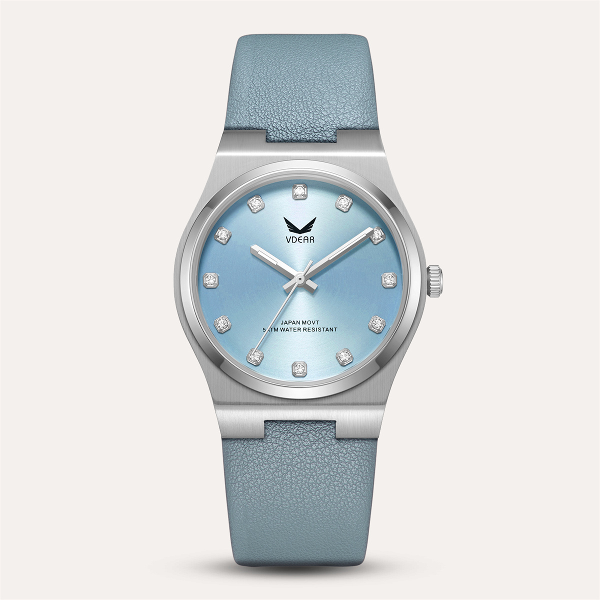 Iss Elegant Small Round Case Crystals Scale Women Quartz Watches Sunray Dial With Luminous Hands Simple Watch - Image 4