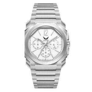 Iss Multi-Time Zone Dial Men Watch Stainless Steel Band Hollow Out Pointers Double Layer Bezel Quartz Watch