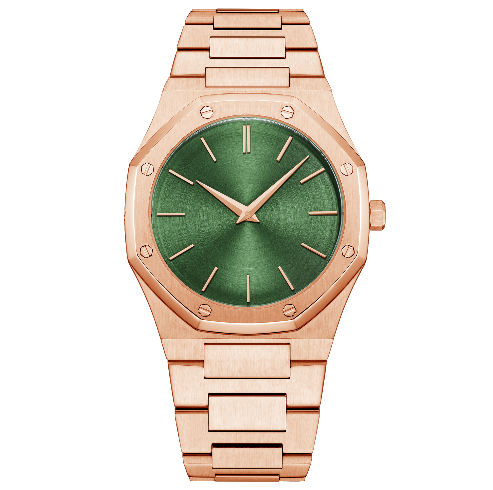 Iss Mens Octagon Luxury Quartz Watch High Quality Silver Case, Blue Dial, Silver Steel Band Waterproof Watch