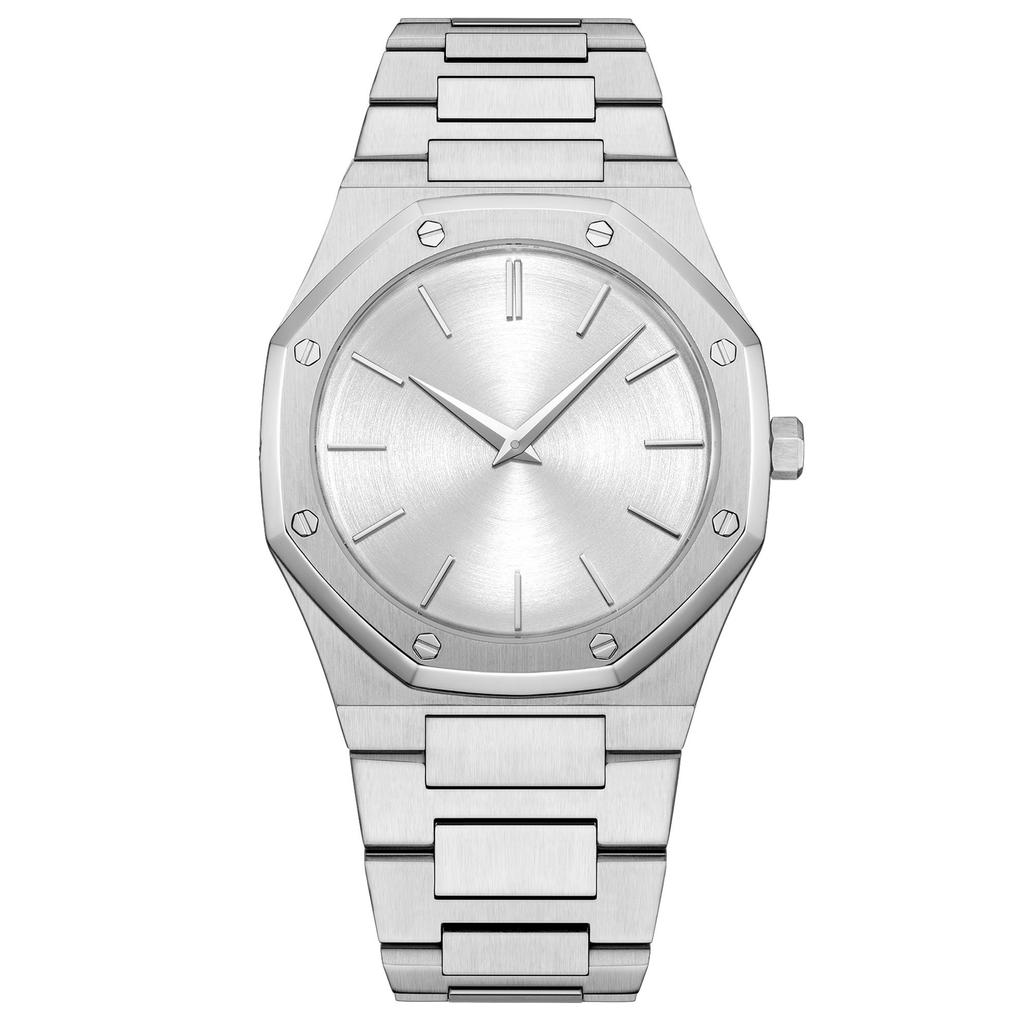 Iss Mens Octagon Luxury Quartz Watch High Quality Silver Case, Blue Dial, Silver Steel Band Waterproof Watch - Image 12