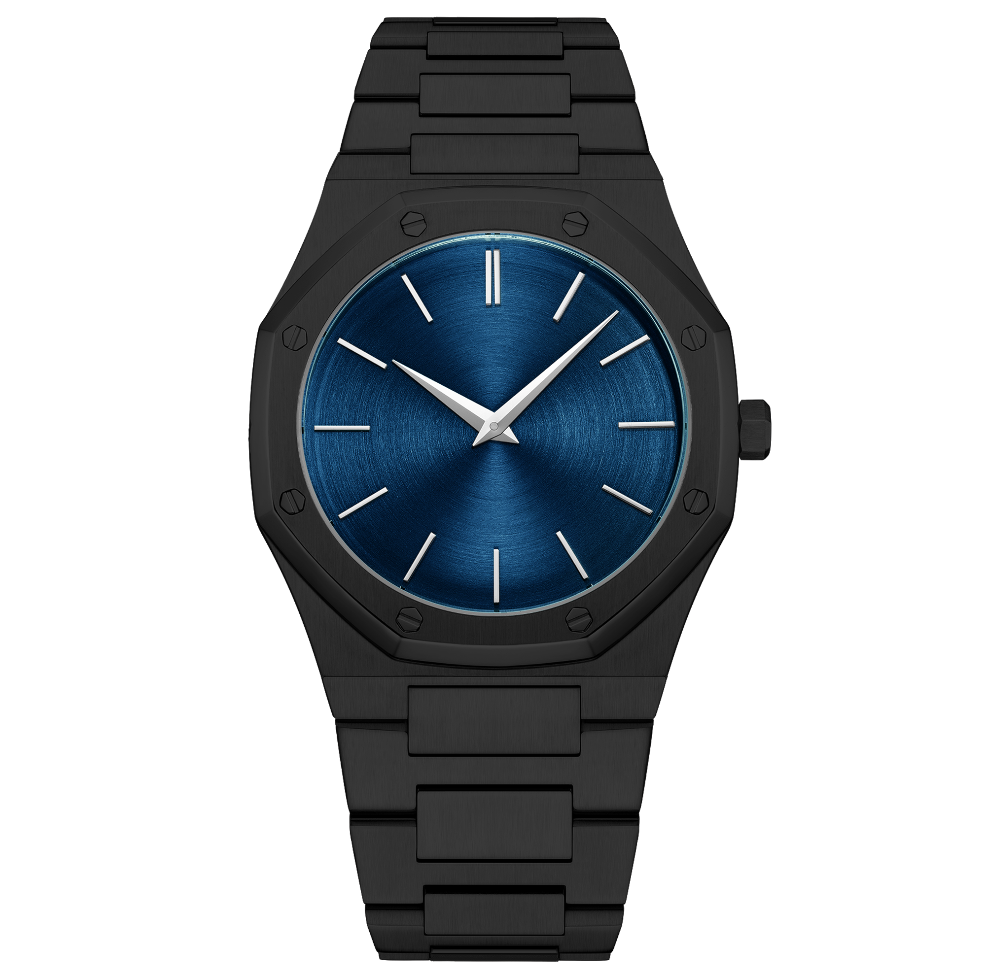 Iss Mens Octagon Luxury Quartz Watch High Quality Silver Case, Blue Dial, Silver Steel Band Waterproof Watch - Image 14