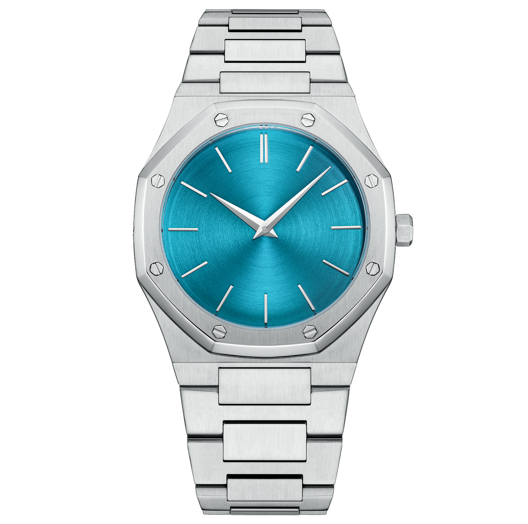 Iss Mens Octagon Luxury Quartz Watch High Quality Silver Case, Blue Dial, Silver Steel Band Waterproof Watch - Image 16