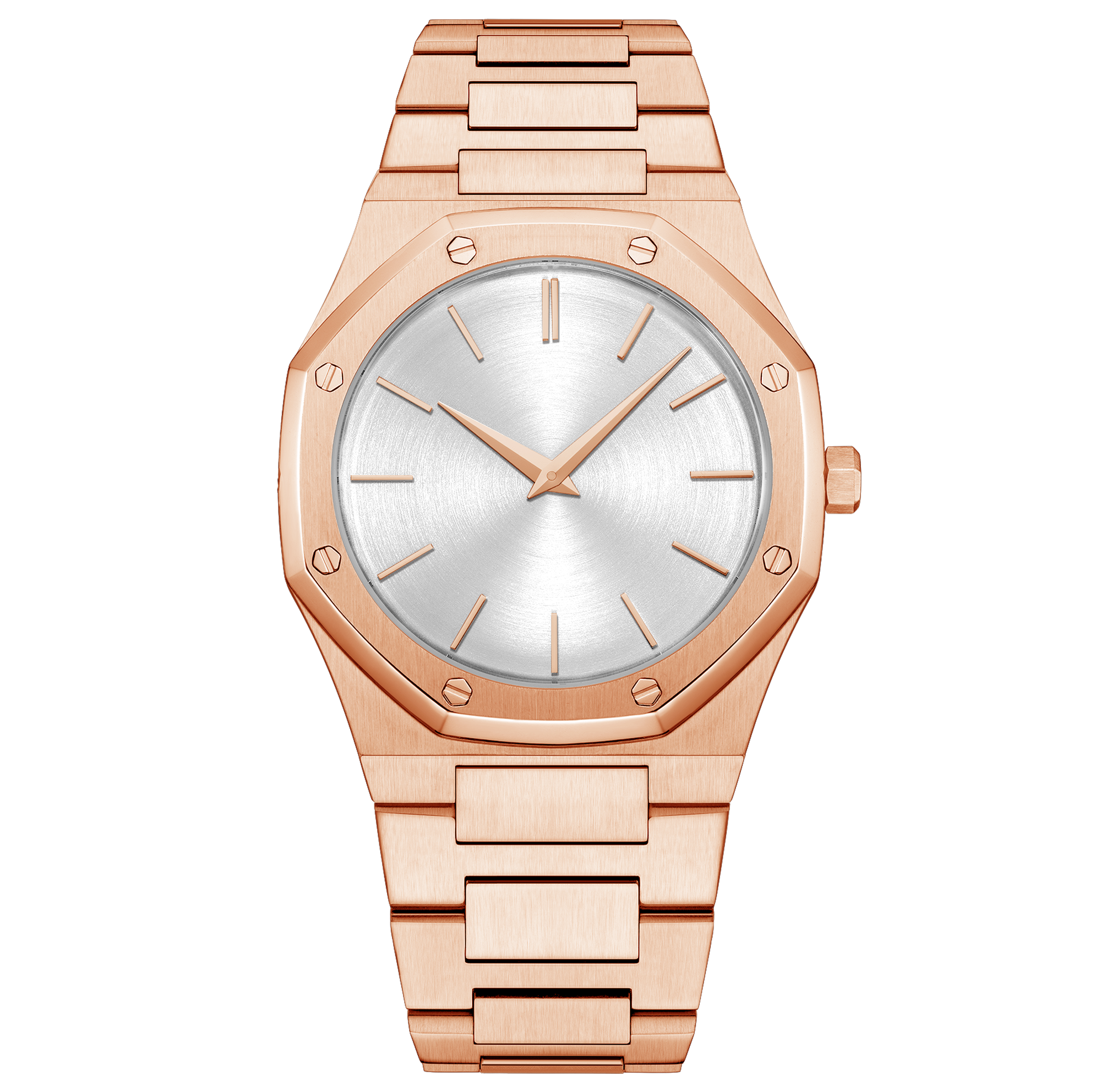 Iss Mens Octagon Luxury Quartz Watch High Quality Silver Case, Blue Dial, Silver Steel Band Waterproof Watch - Image 3