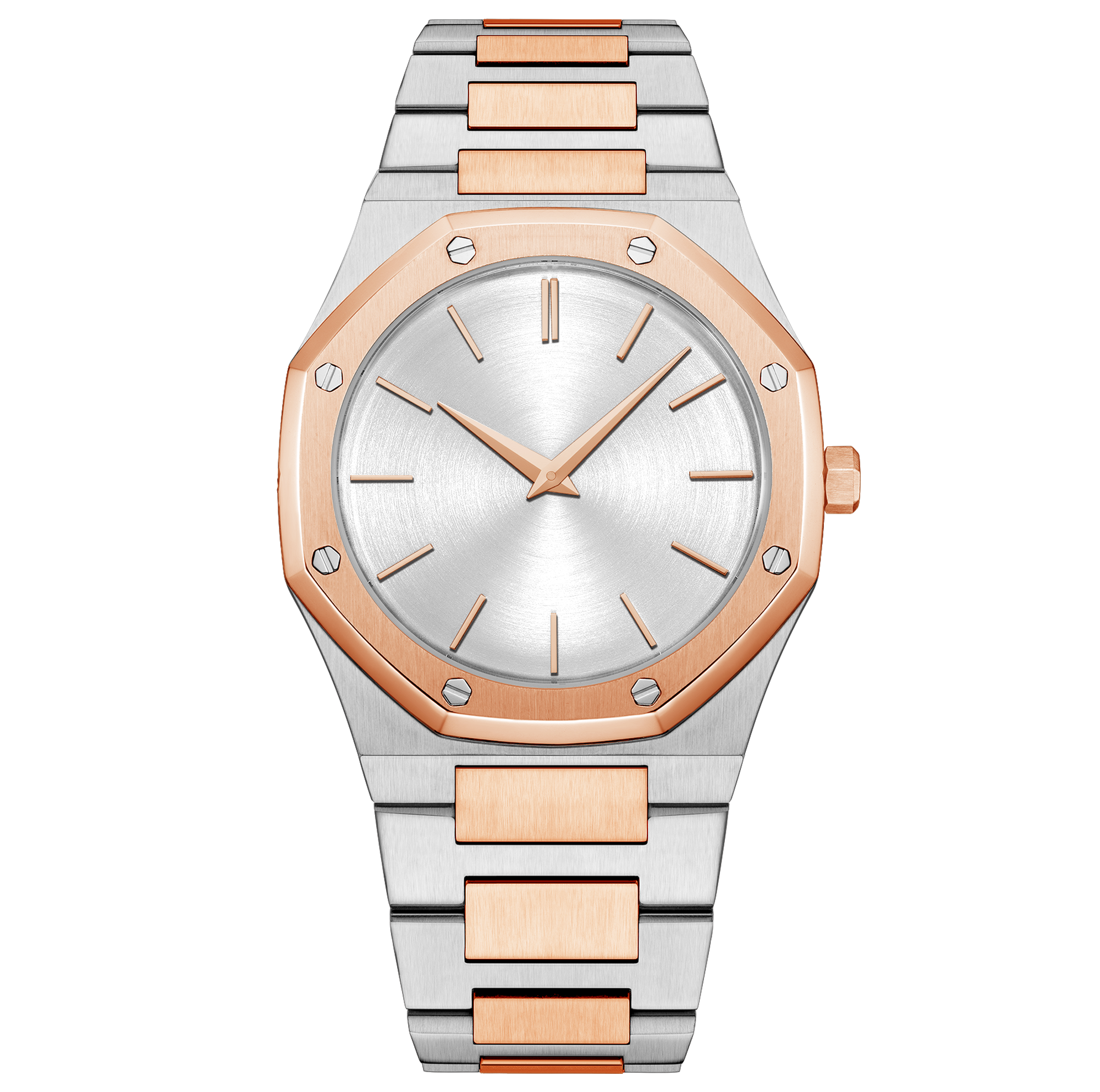 Iss Mens Octagon Luxury Quartz Watch High Quality Silver Case, Blue Dial, Silver Steel Band Waterproof Watch - Image 4