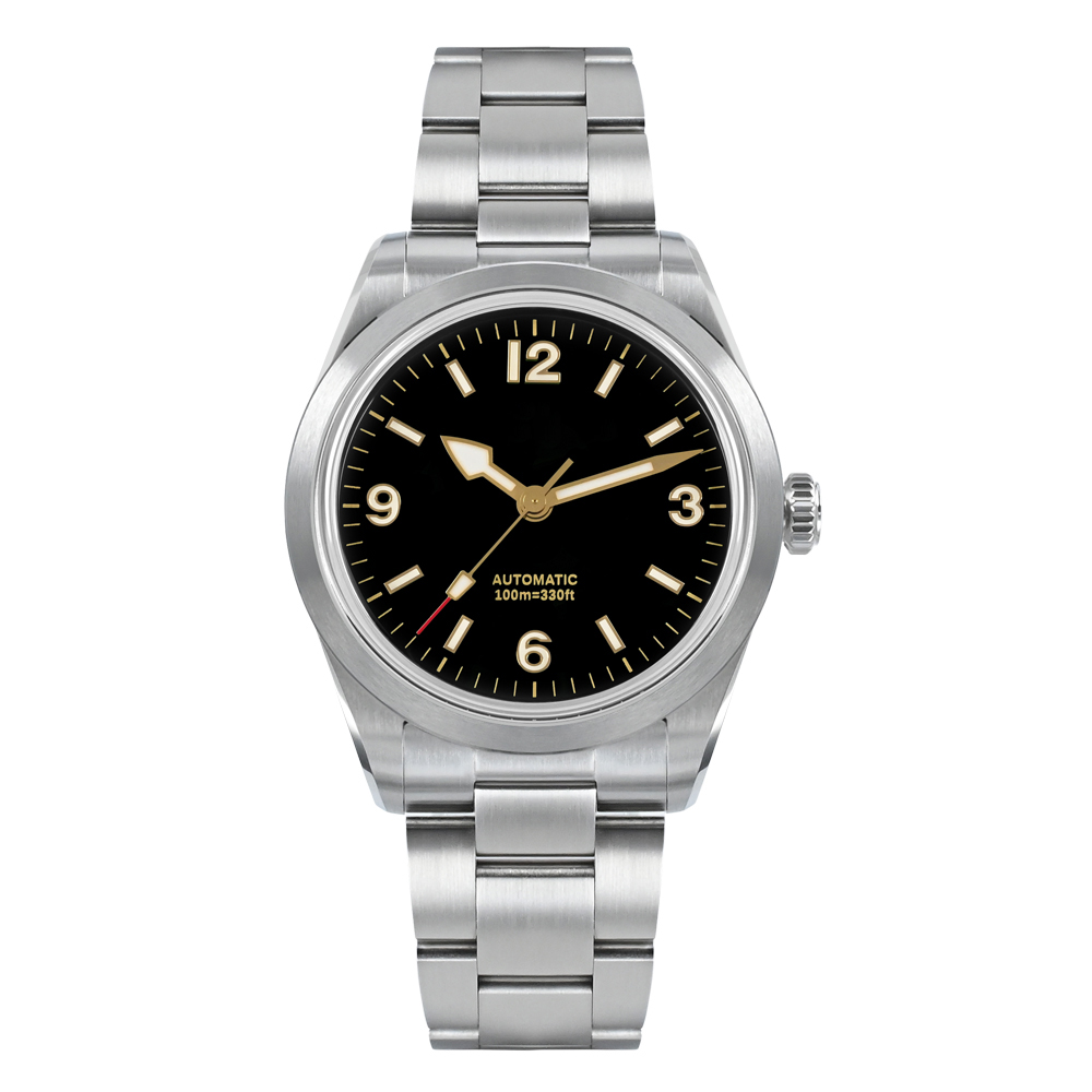 Iss Custom Luxury Mens Quartz Watch Quality Retro Green Dial Glow Needle Stainless Steel Band Fashion Luminous Watch - Image 2