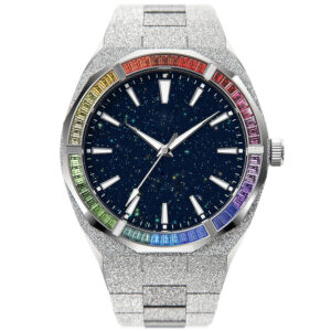 Iss Star Dust Dial Frosted Watch Oem Odm High Quality Rainbow Diamond Private Label Luxury Quartz Watches For Men