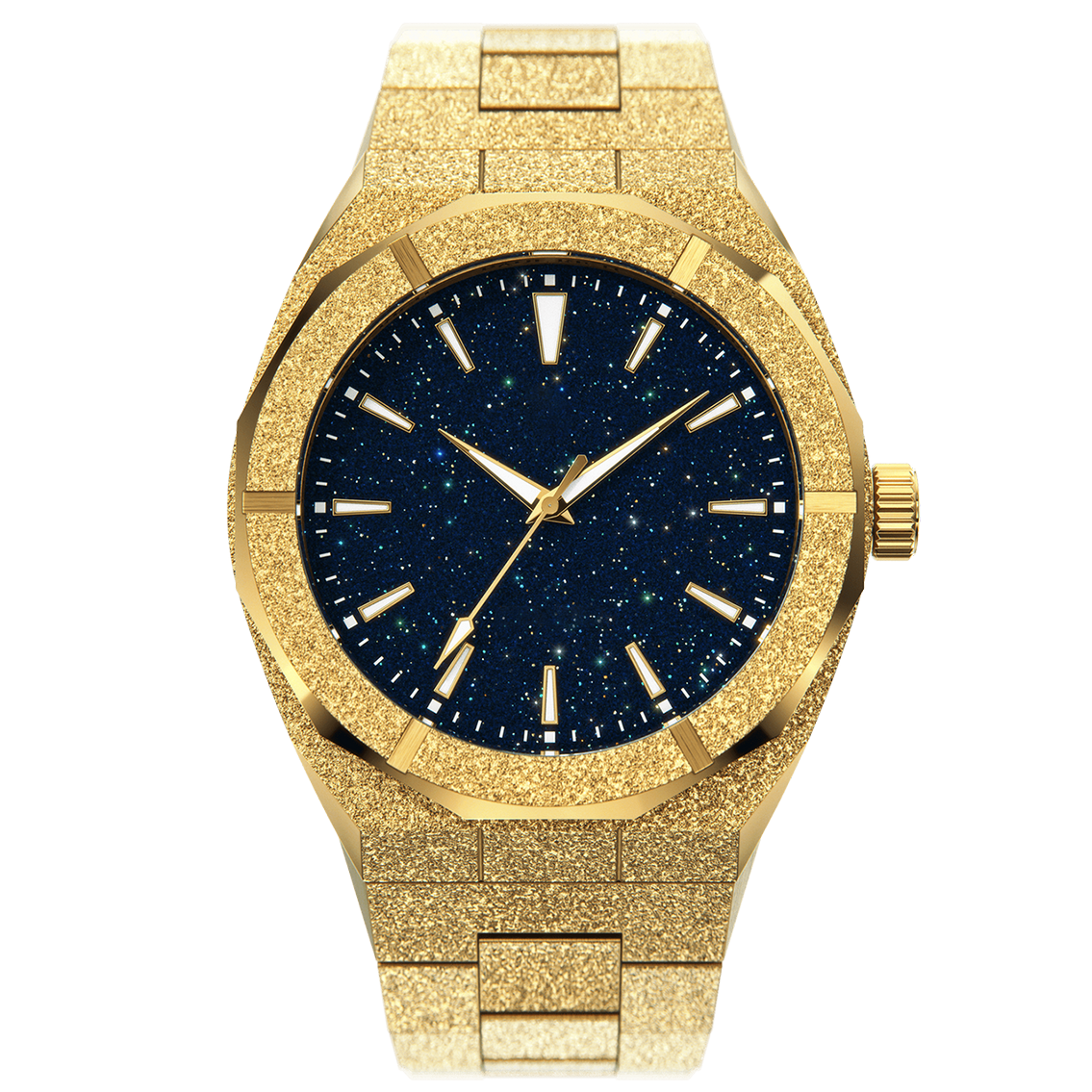 Iss Blue Starry Sky Frosted Watches Literal Gold Stainless Steel Band Creative Personality High Quality Men'S Watch - Image 9