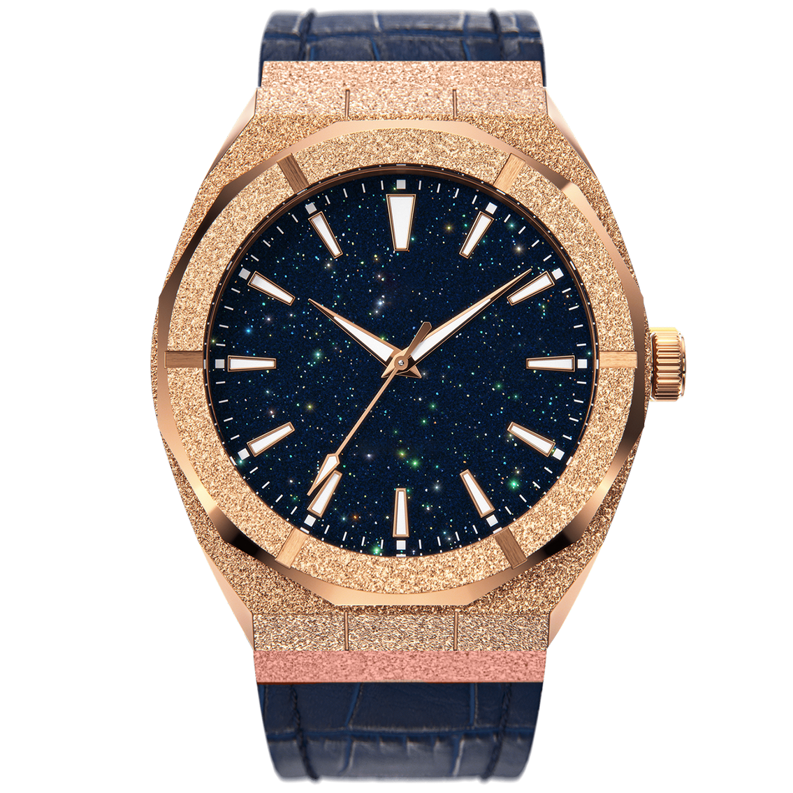 Iss Blue Starry Sky Frosted Watches Literal Gold Stainless Steel Band Creative Personality High Quality Men'S Watch - Image 11