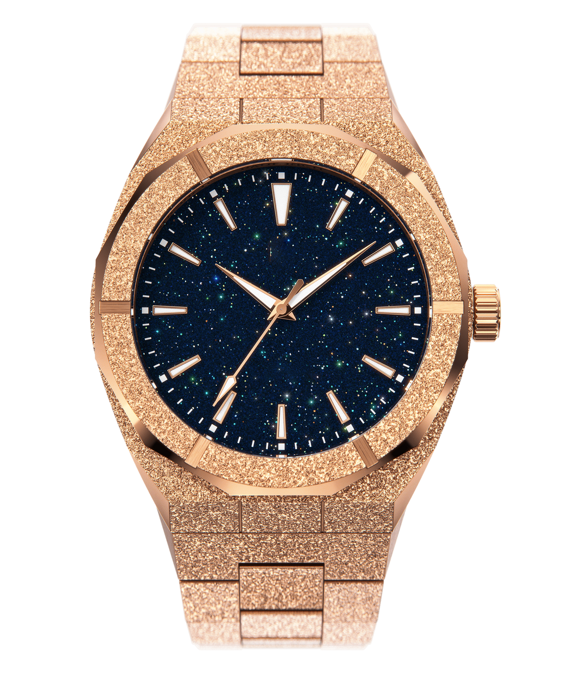 Iss Blue Starry Sky Frosted Watches Literal Gold Stainless Steel Band Creative Personality High Quality Men'S Watch