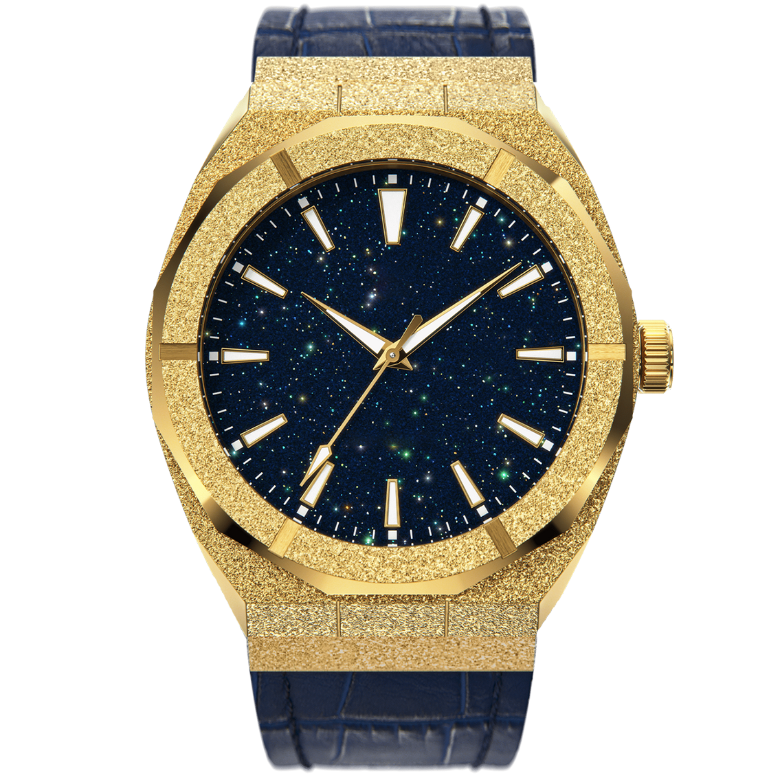Iss Blue Starry Sky Frosted Watches Literal Gold Stainless Steel Band Creative Personality High Quality Men'S Watch - Image 5