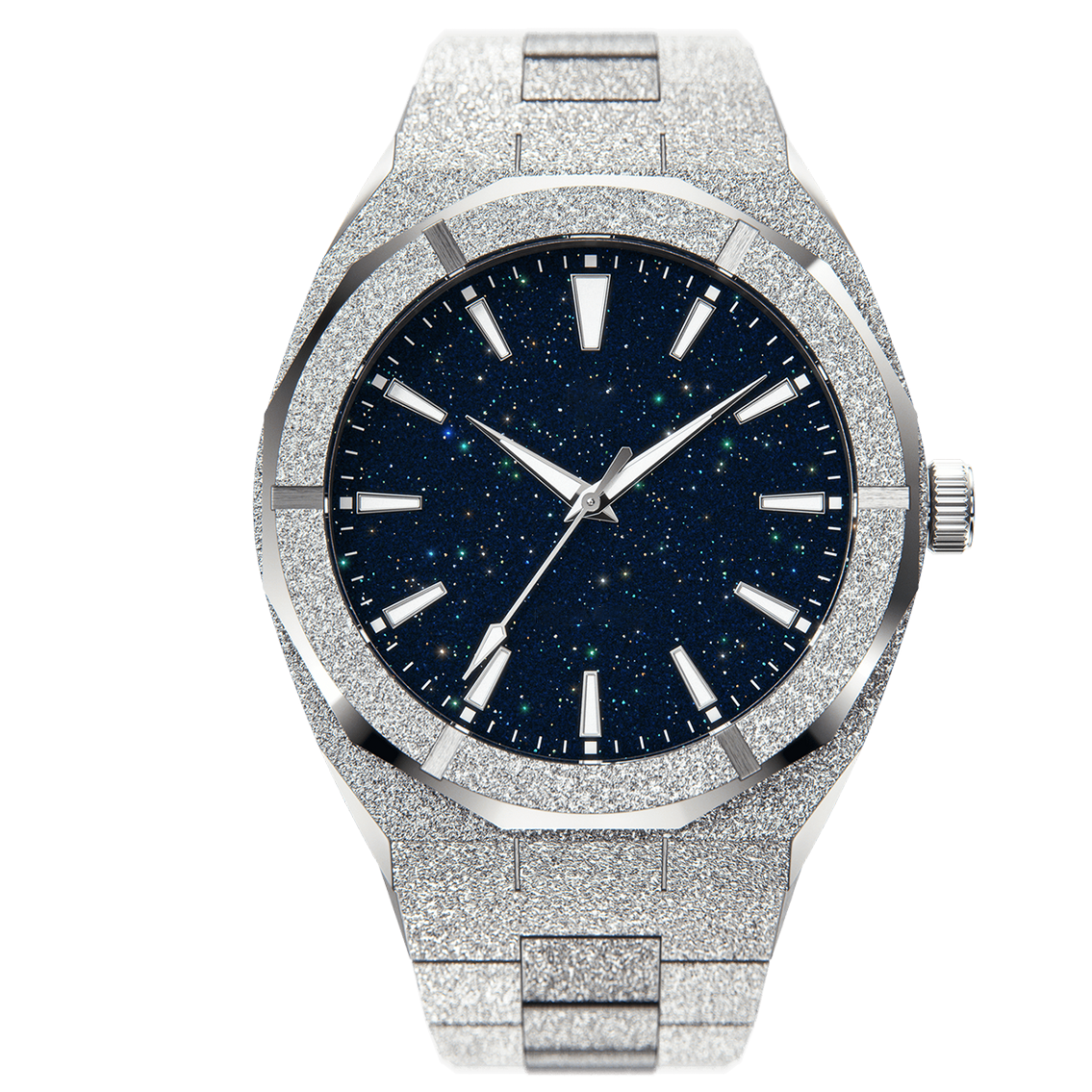 Iss Blue Starry Sky Frosted Watches Literal Gold Stainless Steel Band Creative Personality High Quality Men'S Watch - Image 8