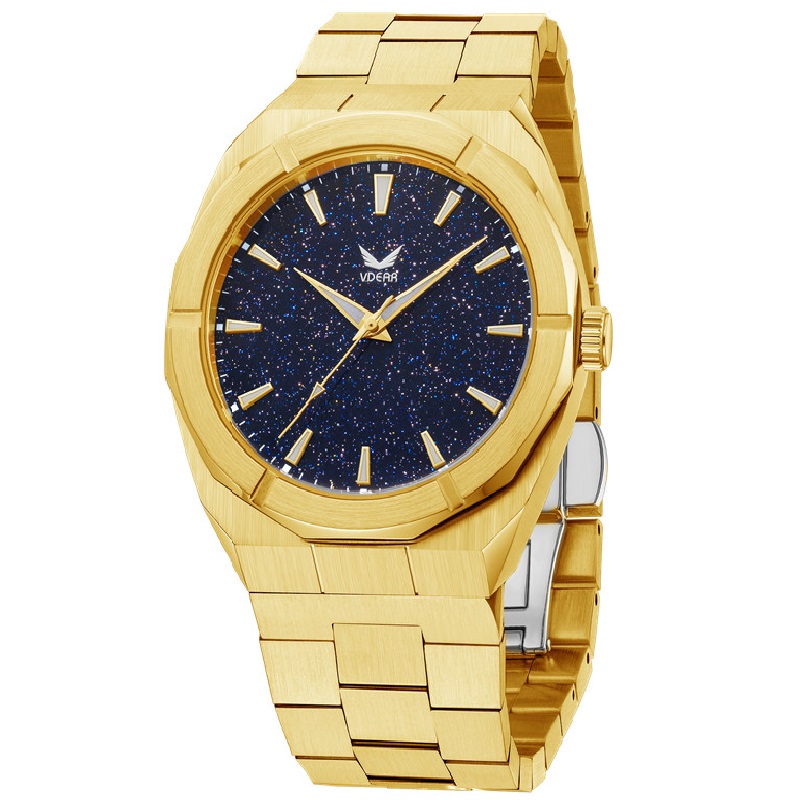 Iss Blue Starry Sky Frosted Watches Literal Gold Stainless Steel Band Creative Personality High Quality Men'S Watch - Image 4