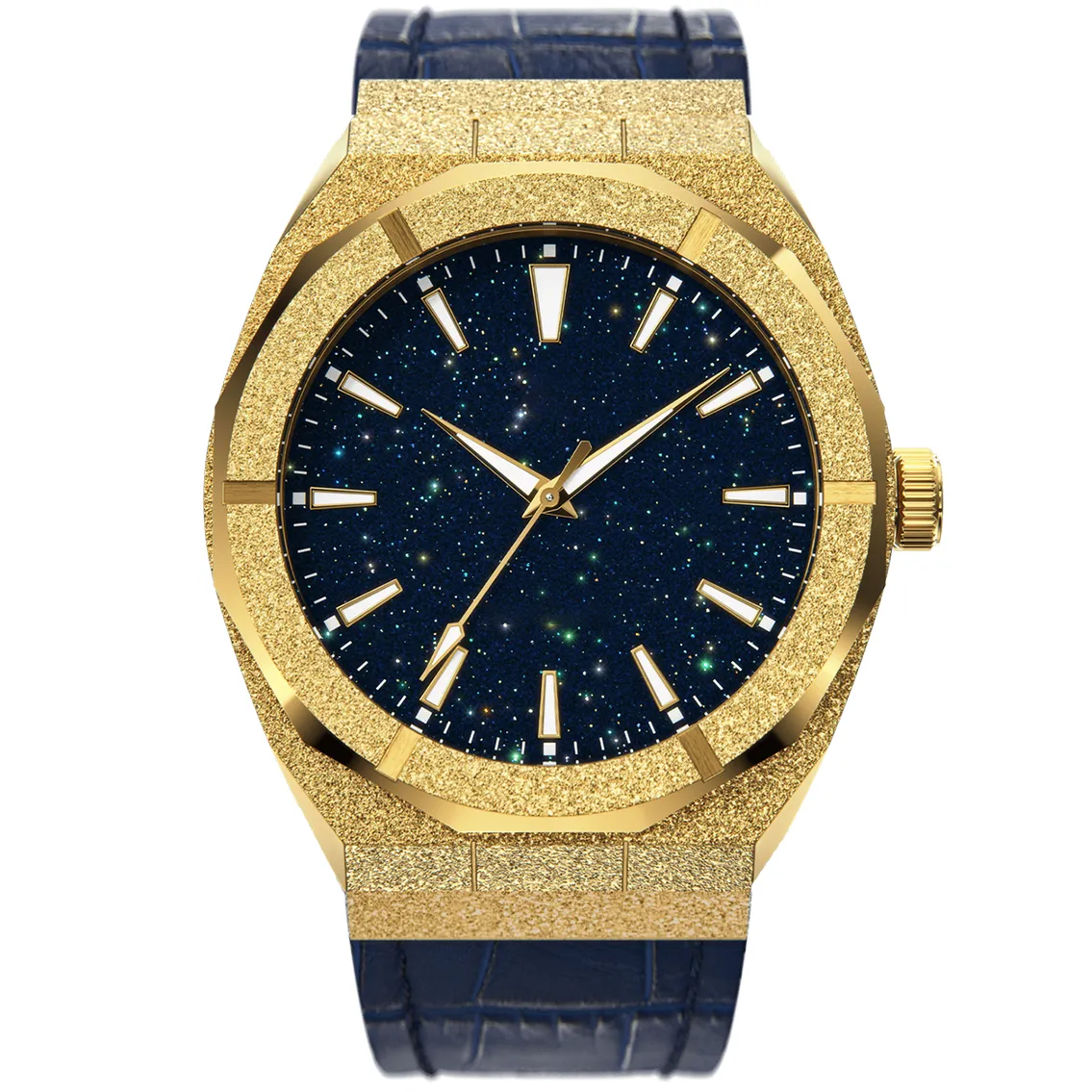 Iss Blue Starry Sky Frosted Watches Literal Gold Stainless Steel Band Creative Personality High Quality Men'S Watch - Image 13