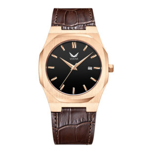 Iss Simple Stylish Luxury Quartz WristWatch Brown Belt Black Classic Minimalist Dial Waterproof Customized Logo Watch