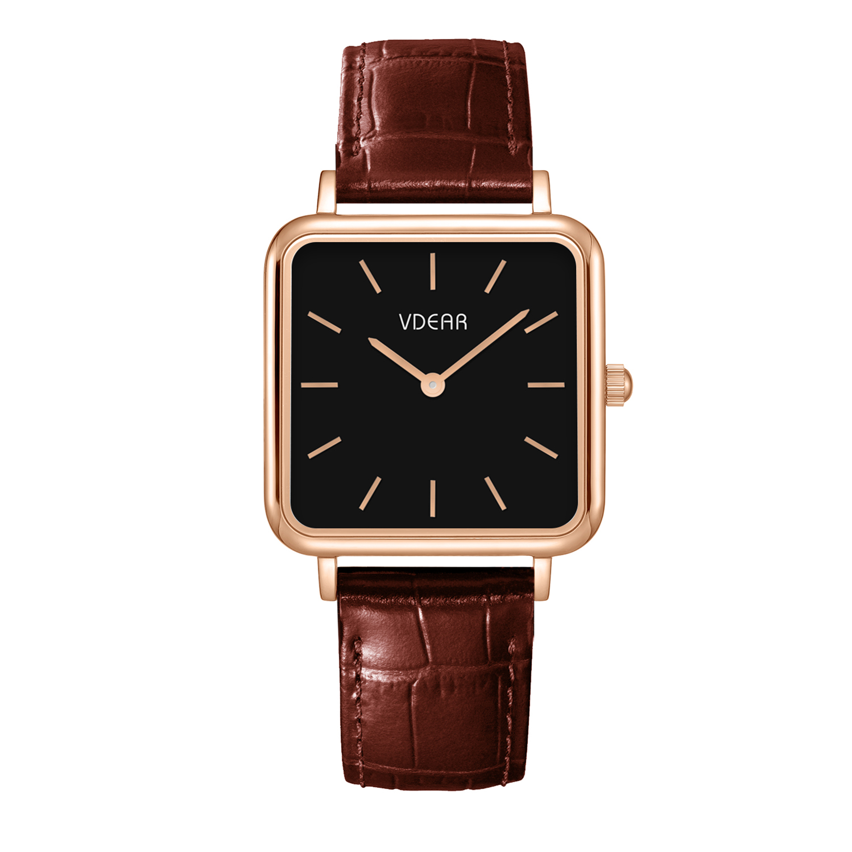 Iss Ultra Thin Female Sunray Dial Watch Leather Strap Gold Square Case Quartz Ladies Watch - Image 10