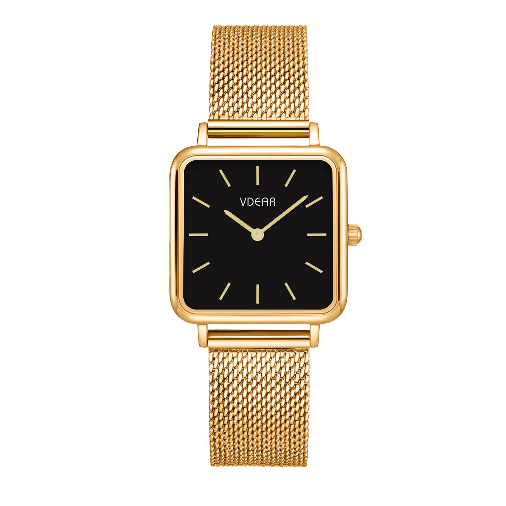Iss Ultra Thin Female Sunray Dial Watch Leather Strap Gold Square Case Quartz Ladies Watch