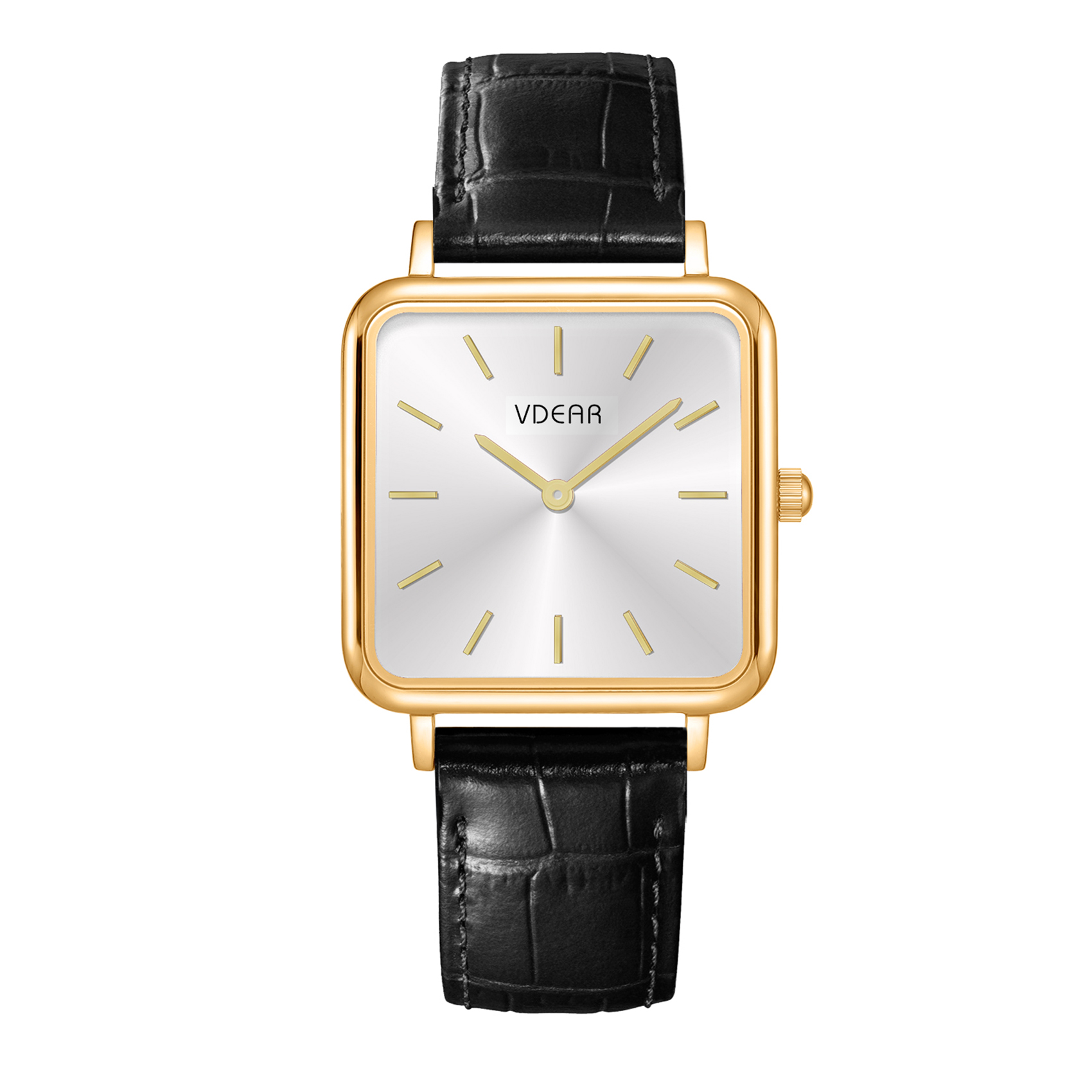 Iss Ultra Thin Female Sunray Dial Watch Leather Strap Gold Square Case Quartz Ladies Watch - Image 6