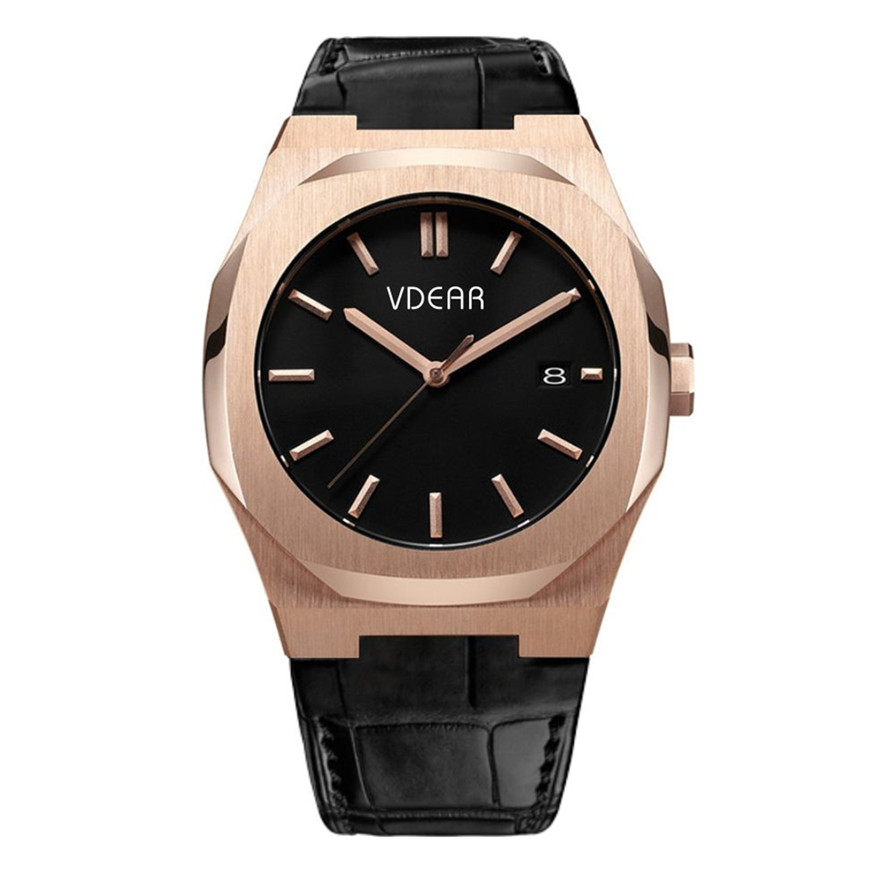 Water proof Stainless Steel Case Quartz Movement Japan Movement Genuine Leather Waterproof Wrist Watch for Men - Image 13