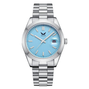 Iss Custom Mens Luxury Watch Vintage Blue Dial Montre Luminous Calendar High Quality Steel Band Watch